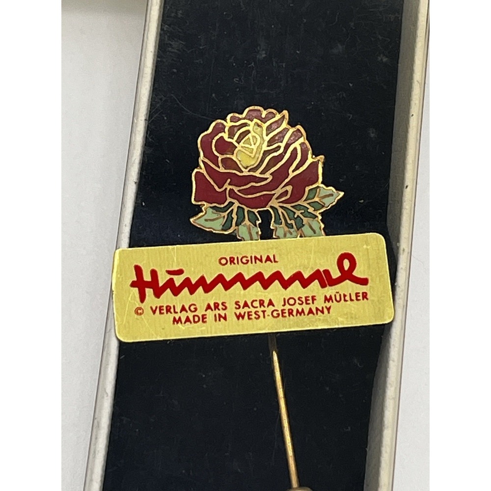 Vintage Hummel Red Rose Silver Plated Stick Pin Lapel Valentine's Day Gift - Picture 2 of 8